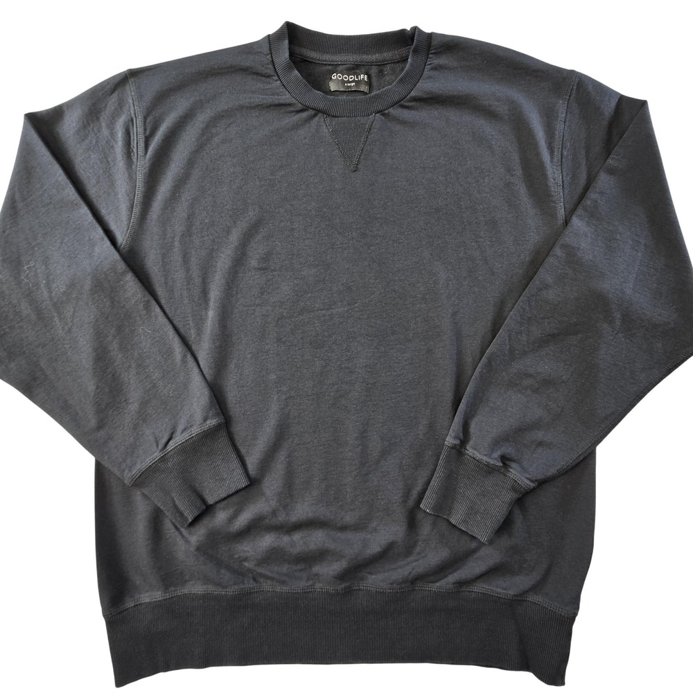 Good Life Sweatshirt Mens XL Black Pullover Fleece Crewneck Cotton Blend‎